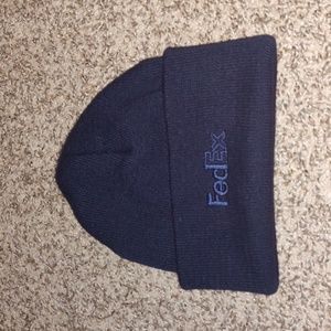 FedEx 100% Turbo Wool Cuffed Beanie Hat Cap Blue Embroidered Logo